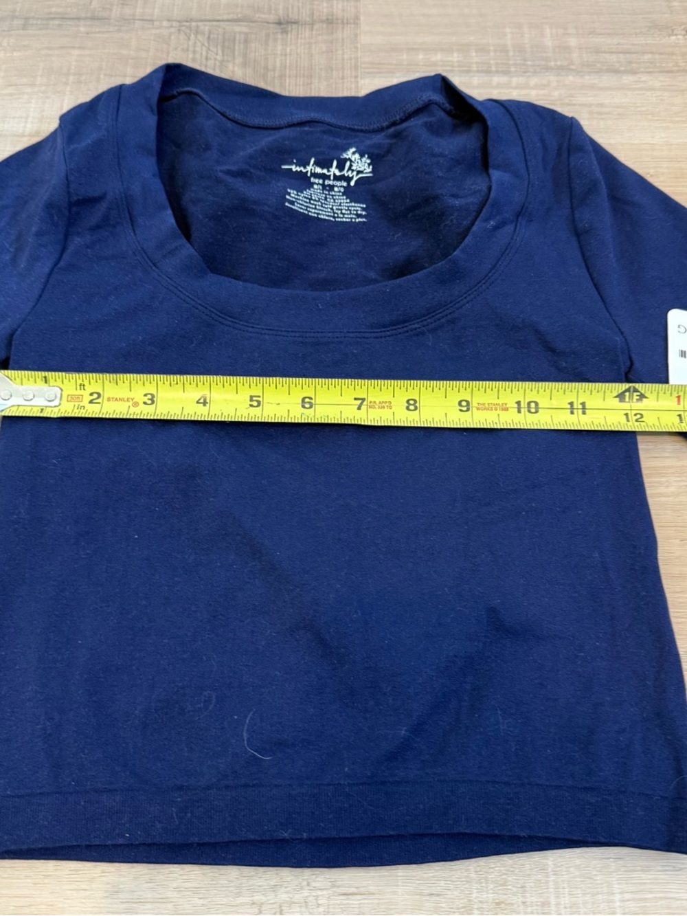Free People Navy Gray Long Sleeve Crop Top - Picture 5 of 6